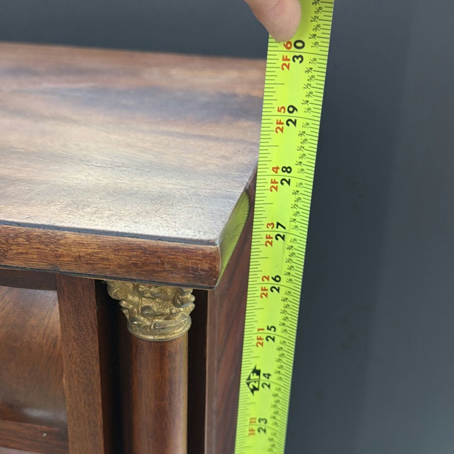 Antique wooden side table with two-drawer cabinet on carved pedestal base - image 7 of 10