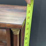 Antique wooden side table with two-drawer cabinet on carved pedestal base - thumbnail 7 of 10