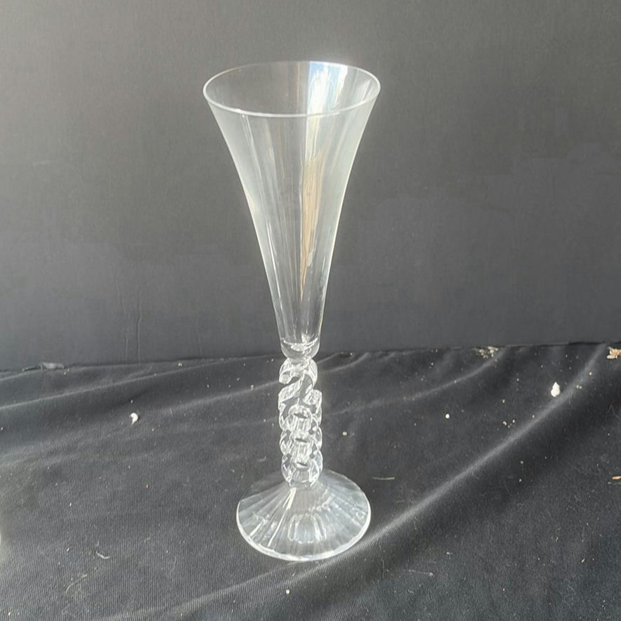Two crystal champagne flutes and an oval enamel floral butterfly hanging ornament - image 4 of 4