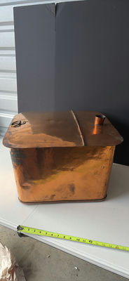 Copper rectangular metal container with hinged lid and vent - Image 1 of 6