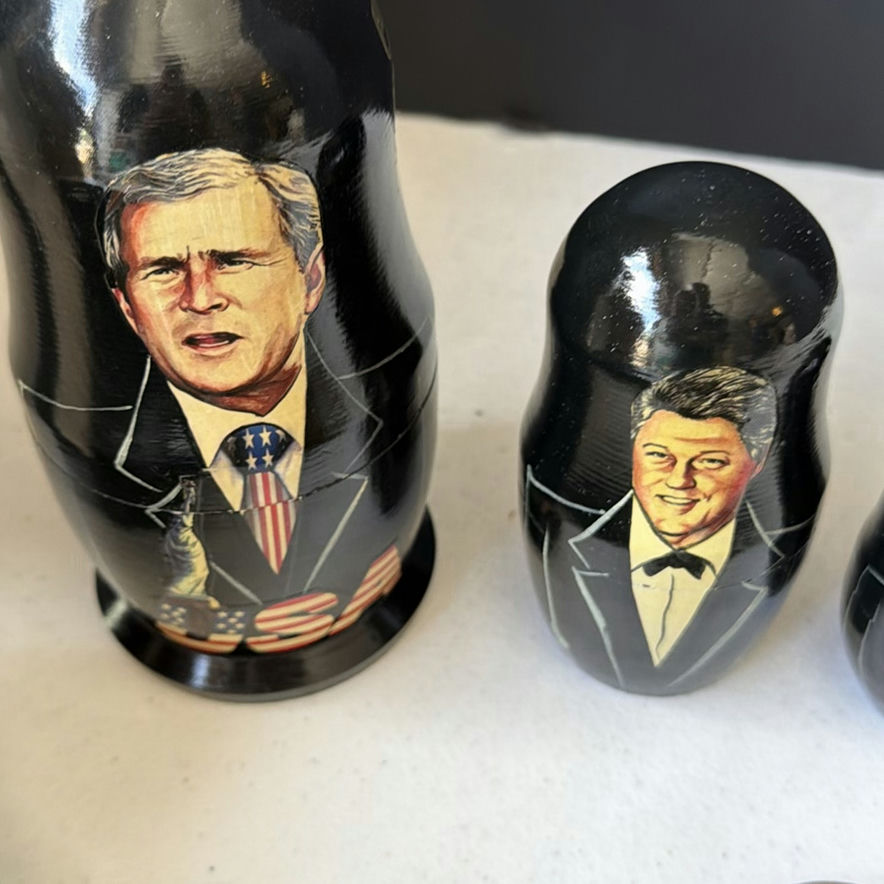 Presidential Matryoshka Dolls, Vintage Drawer Cabinet, Vietnam Stamp Collection, and Corkscrew Set - image 4 of 9