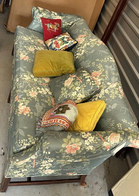 Floral Upholstered Loveseat with Decorative Pillows - Image 1 of 6
