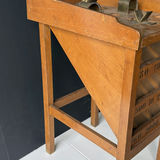 Vintage wooden display stand with slotted compartments and frog sculpture - thumbnail 5 of 9