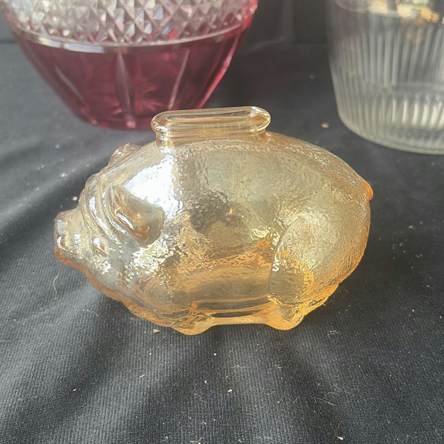 Glass decanter collection with pig figurine - image 2 of 8