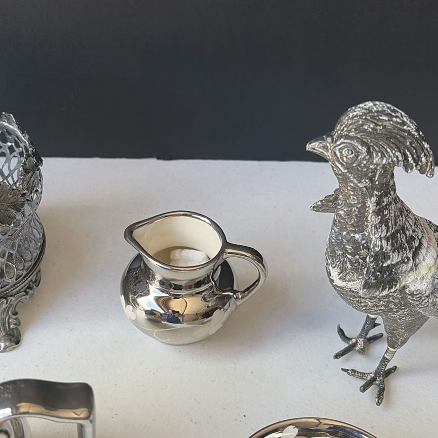 Ornate silver-tone decorative metalware collection - image 6 of 8