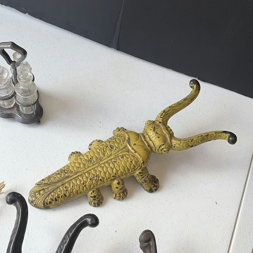 Antique collection: jewelry pouch, ornate metal pieces, glass cruet set, and wooden boxes - image 4 of 8