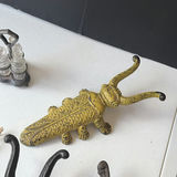 Antique collection: jewelry pouch, ornate metal pieces, glass cruet set, and wooden boxes - thumbnail 4 of 8