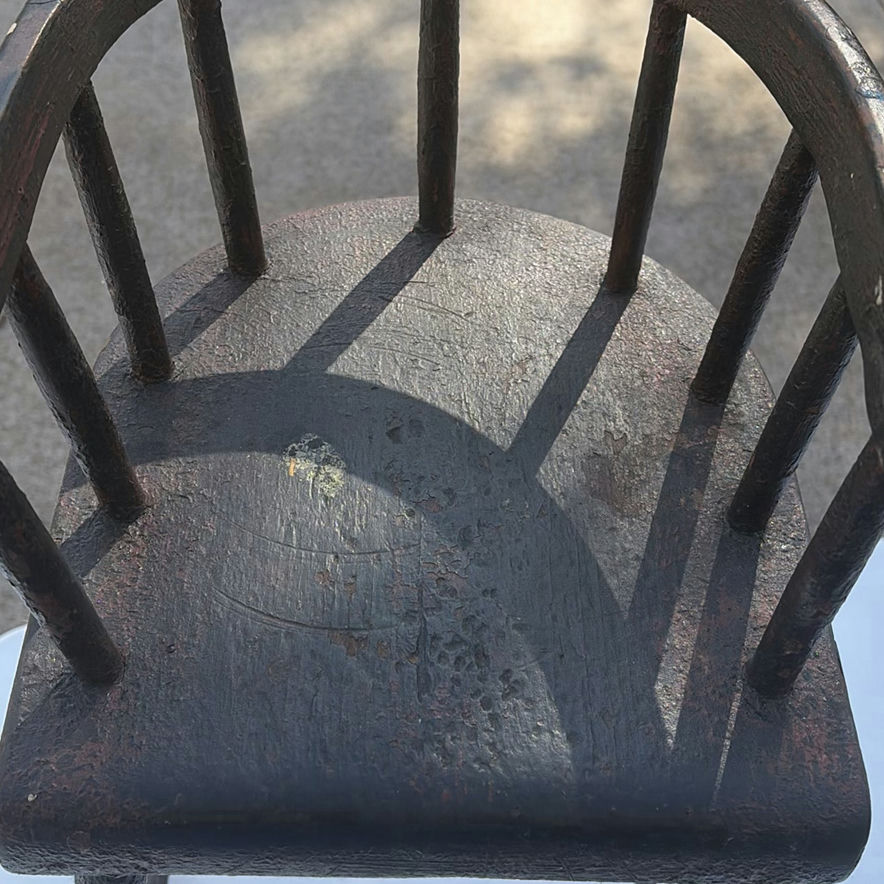 Dark wooden bar-height stool with curved back - image 4 of 7
