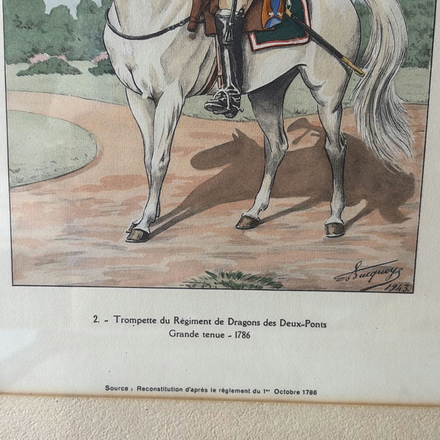 Two framed vintage French cavalry trumpeter prints - image 5 of 5