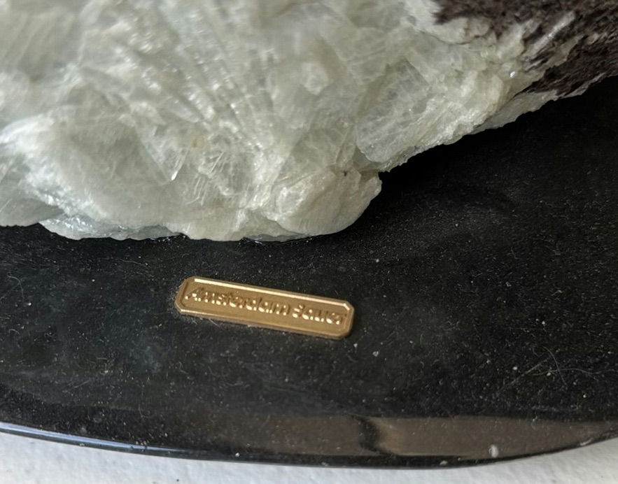 White fibrous crystal mineral on rock matrix - image 4 of 5