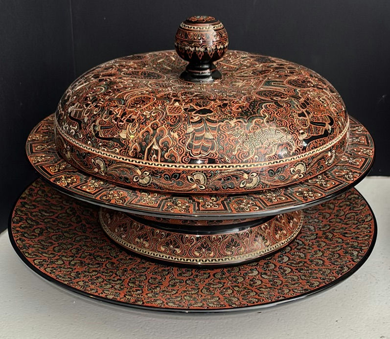 Decorative Lacquerware Serving Pieces, String Instrument, and Painted Wooden Spoons - image 5 of 6