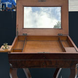 Antique wooden writing desk with hinged top and mirror - thumbnail 3 of 11
