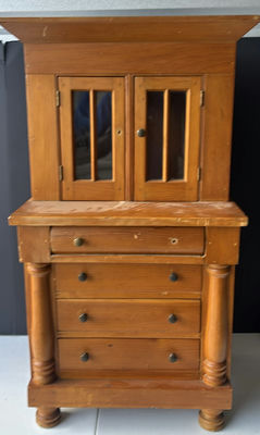 Wooden Cabinet With Glass Doors and Drawers - Image 1 of 5