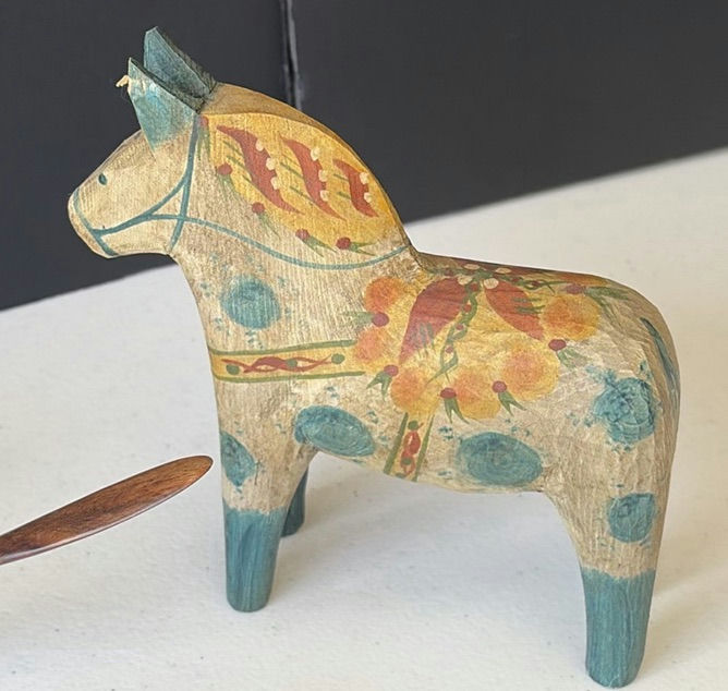 Set of carved wooden animal figurines and decorative horse - image 8 of 8