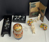 Decorative Lacquerware Panels, Russian Nesting Doll, Figurines, and Folding Screen - thumbnail 2 of 11