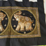 Embroidered black fabric wall hangings with gold elephant motifs - thumbnail 7 of 7