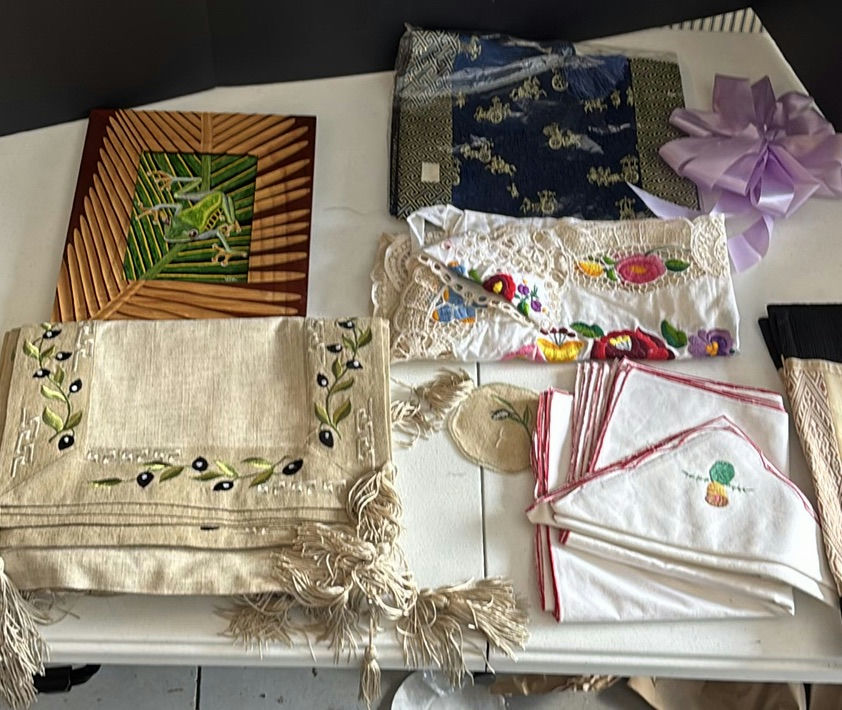 Decorative Textiles, Embroidered Linens, and Frog Wall Art - image 1 of 7