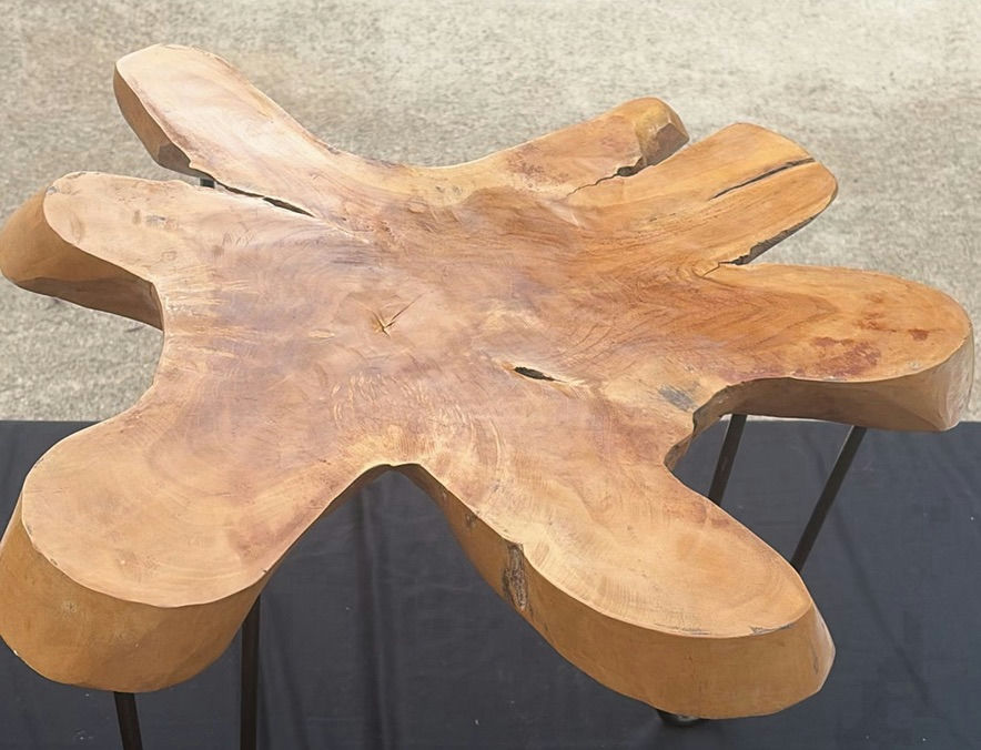 Live-edge wooden coffee table with hairpin legs - image 2 of 5