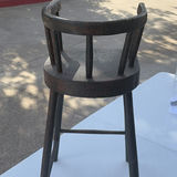 Dark wooden bar-height stool with curved back - thumbnail 6 of 7
