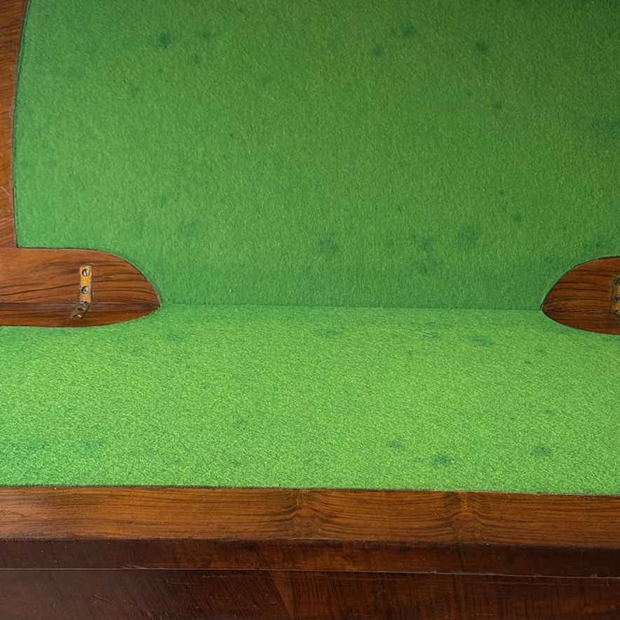 Antique Card Table with Green Baize and Carved Pedestal - image 3 of 11