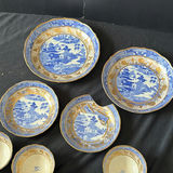 Blue and white porcelain bowls and plates with gold trim - thumbnail 3 of 7