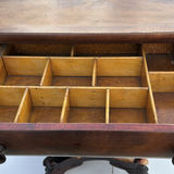 Antique wooden side table with two-drawer cabinet on carved pedestal base - thumbnail 8 of 10