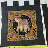 Embroidered black fabric wall hangings with gold elephant motifs - thumbnail 5 of 7