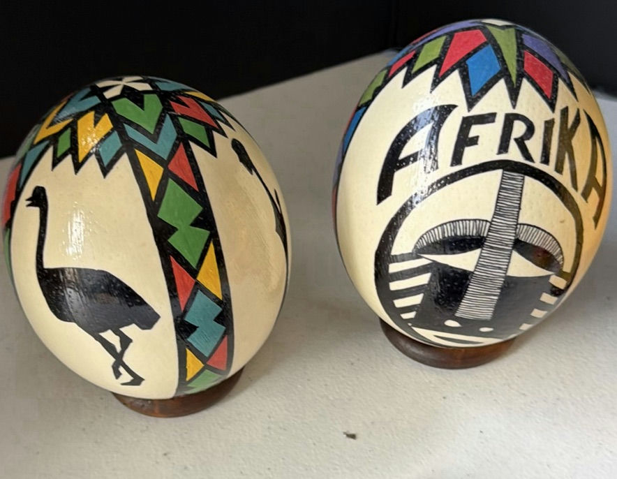 Matryoshka nesting dolls with decorative eggs and Alaska souvenir stickers - image 2 of 6