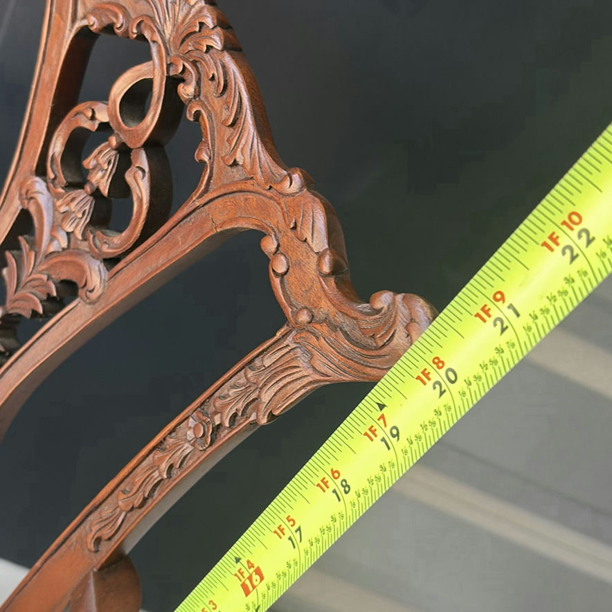 Two carved wooden doll chairs with a round side table - image 6 of 7