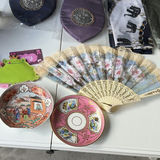 Carved bear, porcelain plates, fan, pouches and scarves – assorted decor and accessories - thumbnail 3 of 8