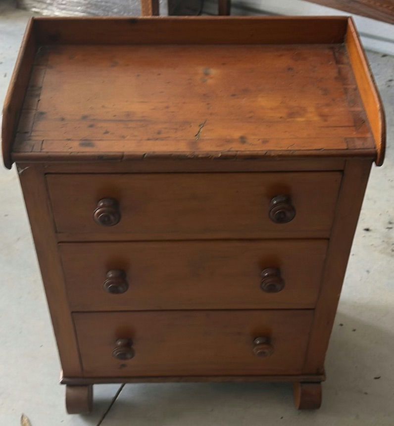 Wooden three-drawer chest with tray-style top - image 1 of 5