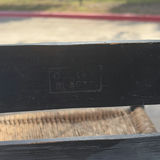Small black-painted wooden chair with woven seat and floral decoration - thumbnail 6 of 8
