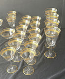 Gold-rimmed glassware set with punch bowl and stemware - thumbnail 3 of 5