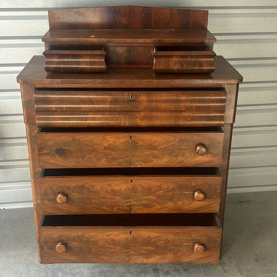 Antique Wooden Chest of Drawers with Upper Cabinet - image 2 of 5