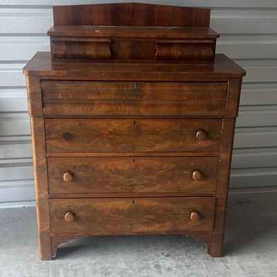 Antique Wooden Chest of Drawers with Upper Cabinet - Image 1 of 5