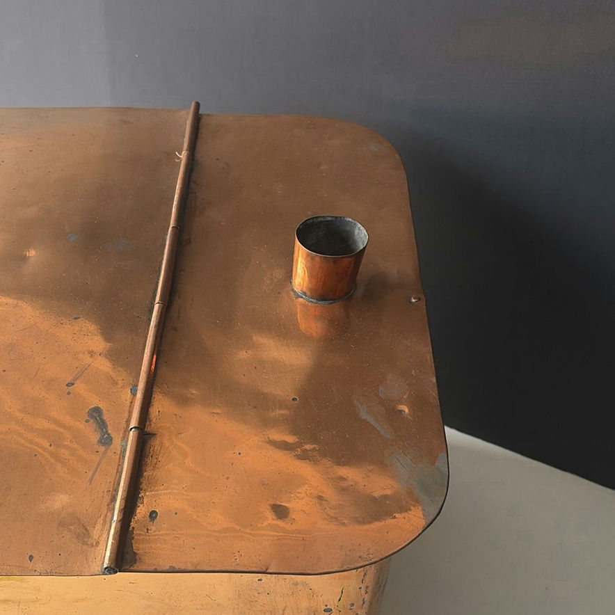 Copper rectangular metal container with hinged lid and vent - image 3 of 6