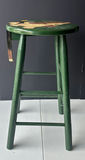 Green Wooden Stool with Dog Design - thumbnail 1 of 5