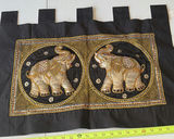 Embroidered black fabric wall hangings with gold elephant motifs - thumbnail 6 of 7