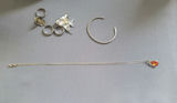 Assorted silver jewelry set: bangles, rings, necklace, and earrings - thumbnail 13 of 15