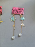 Betsy Johnson dangling earrings with leaf and marine charms - thumbnail 3 of 6