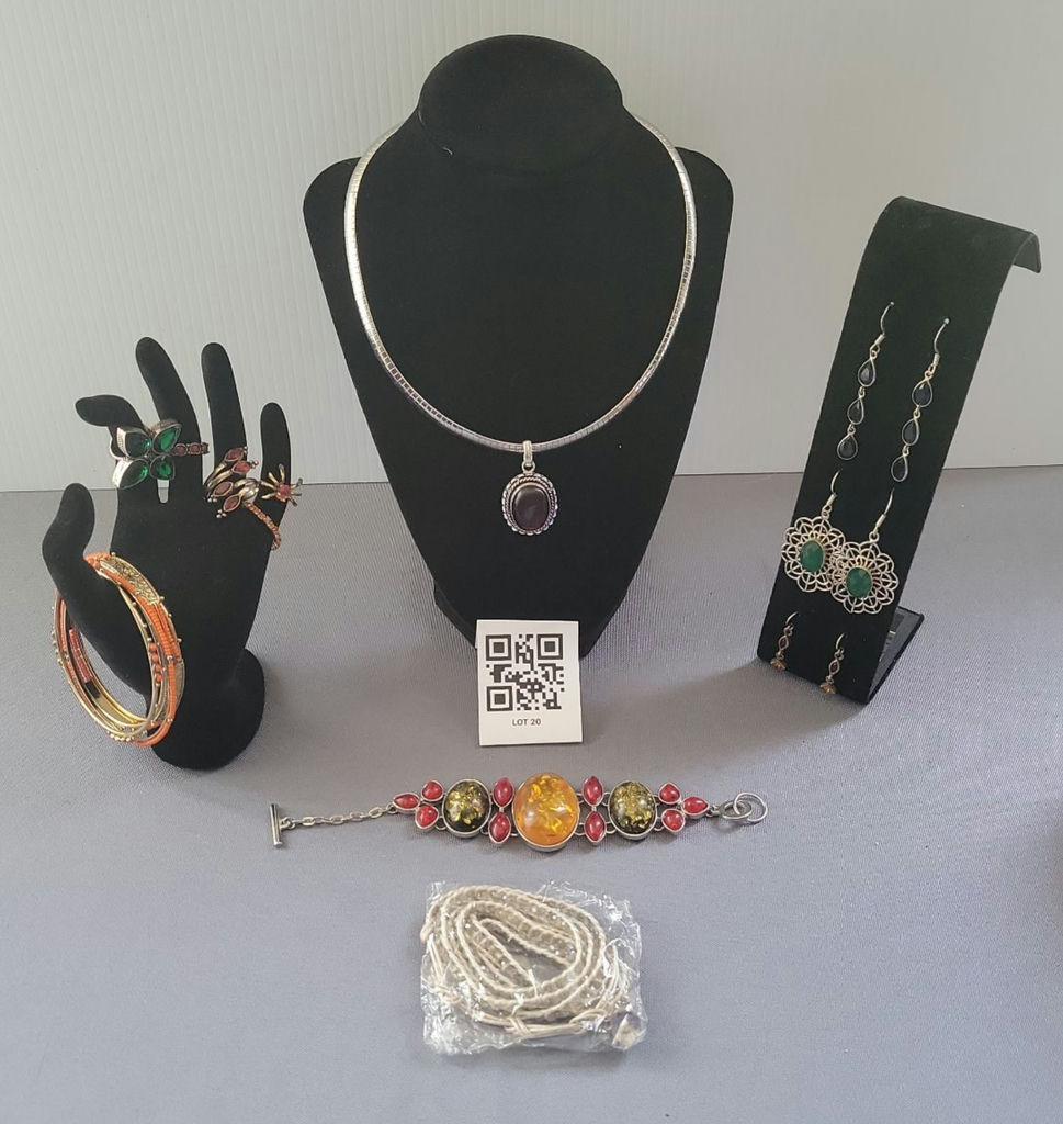 Assorted jewelry: necklace, bracelets, rings, and earrings - image 1 of 19