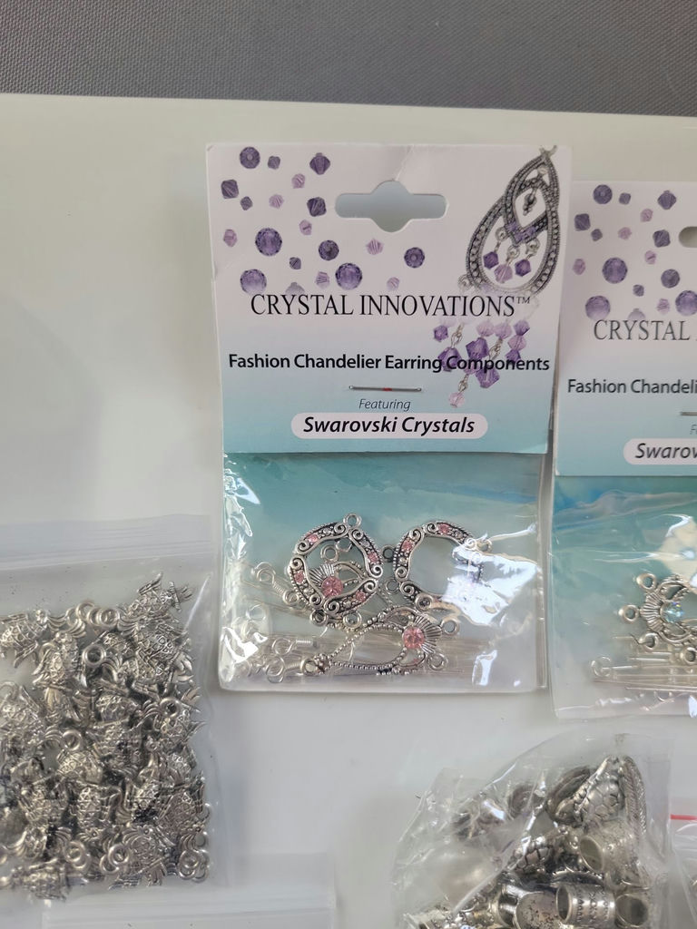Assorted jewelry making findings and Swarovski crystals - image 2 of 11