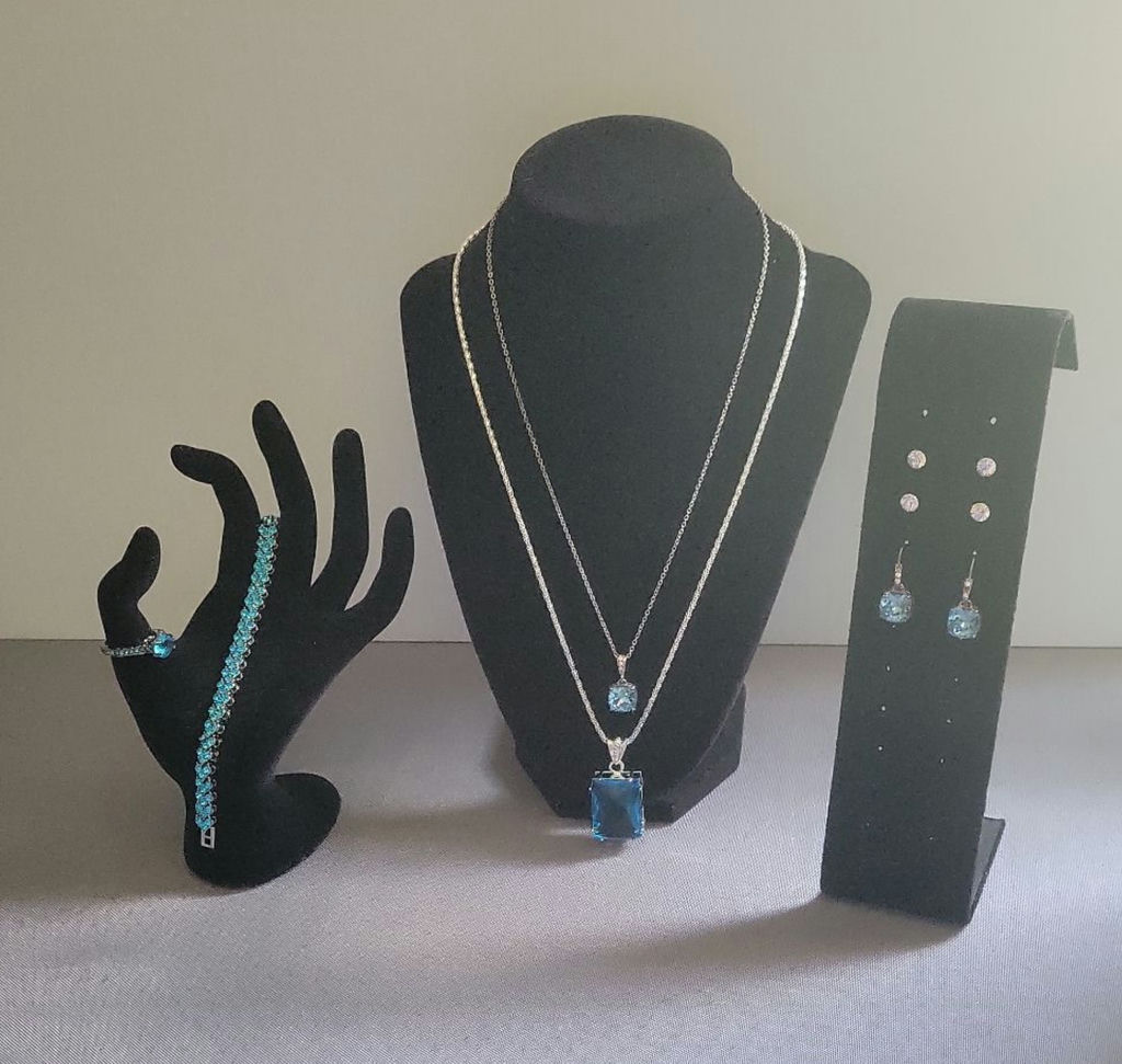 Turquoise Jewelry Collection with Necklaces, Bracelet, Ring, and Earrings - image 1 of 11