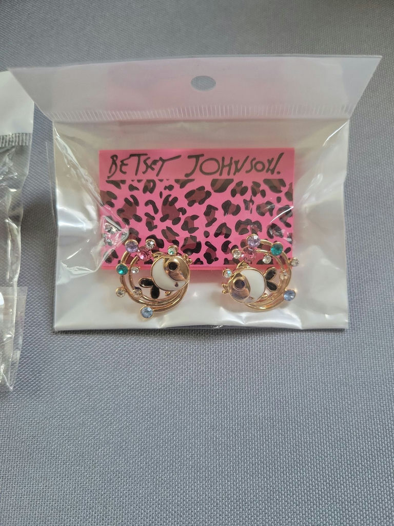 Betsy Johnson jewelry set: red rhinestone scorpion pin and multicolor hoop earrings - image 3 of 6