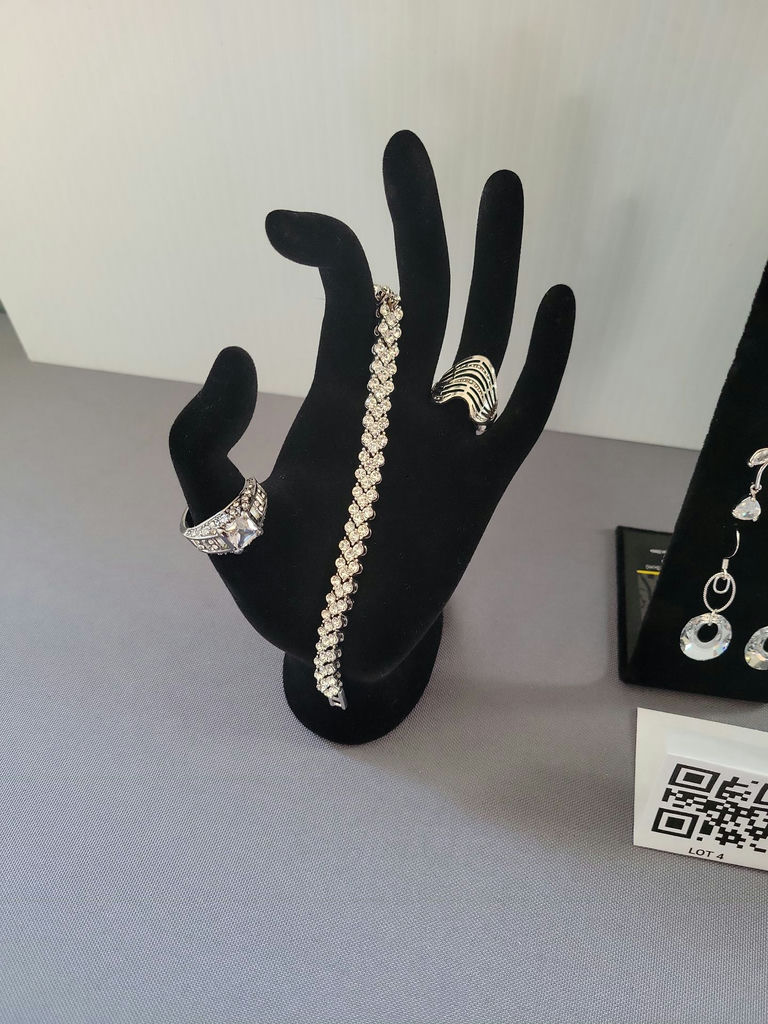 Swarovski Elements and Faux Diamond jewelry collection: bracelet, necklace, rings and earrings with floral hair accessory - image 2 of 17