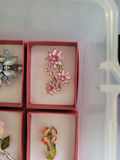 Assorted decorative brooch pins in display boxes - thumbnail 6 of 20