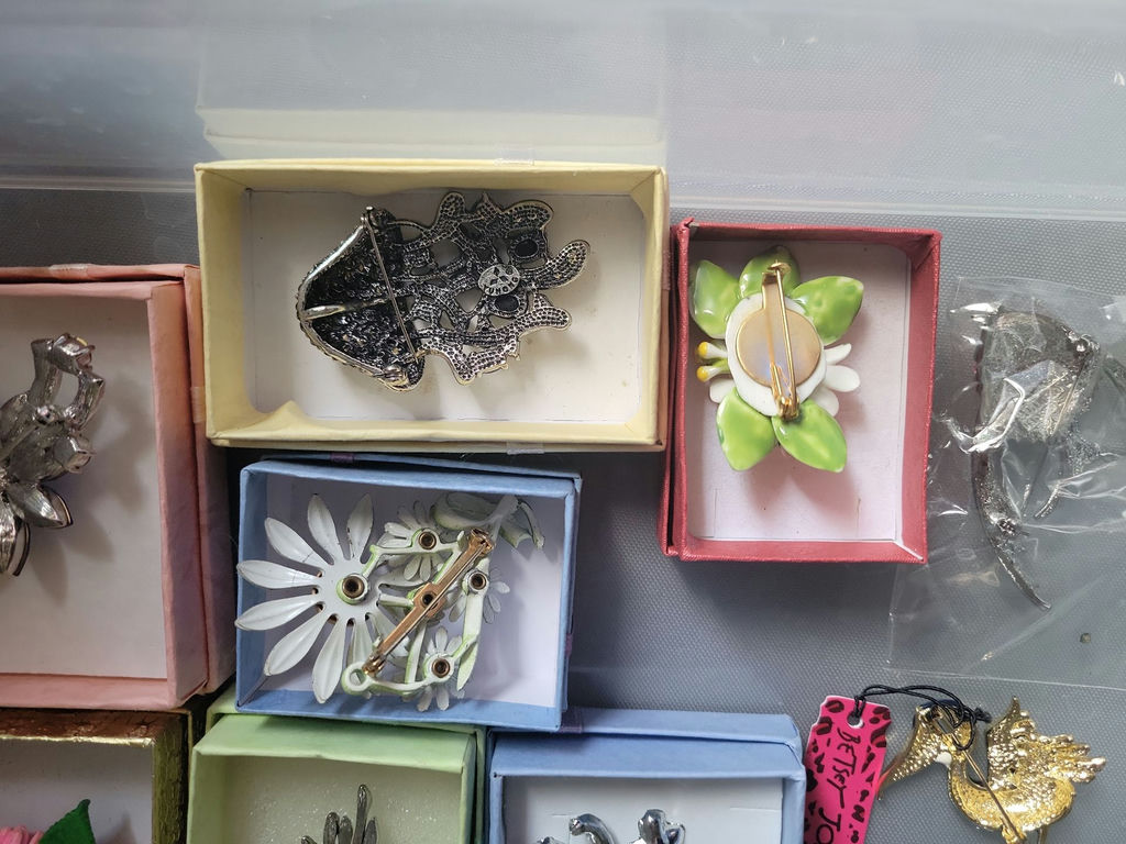 Assorted Brooches and Pins in Boxes - image 17 of 21
