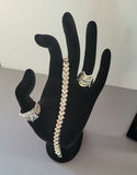 Swarovski Elements and Faux Diamond jewelry collection: bracelet, necklace, rings and earrings with floral hair accessory - thumbnail 12 of 17