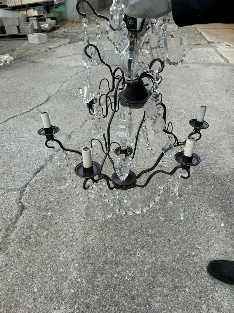 Vintage French Wrought Iron Chandelier - image 4 of 4