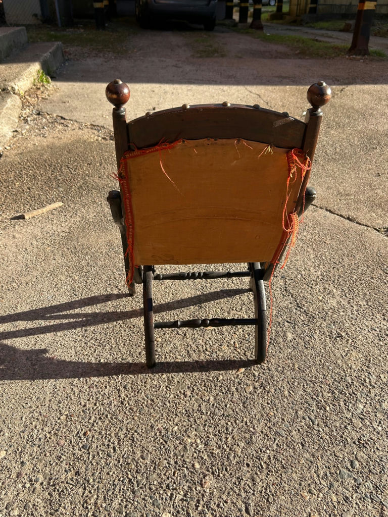 Antique Upholstered Folding Child’s Chair - image 4 of 4